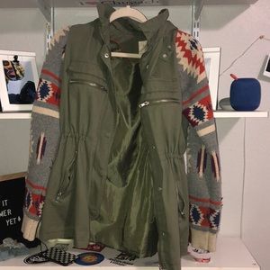 Green dress up jacket with wool arms